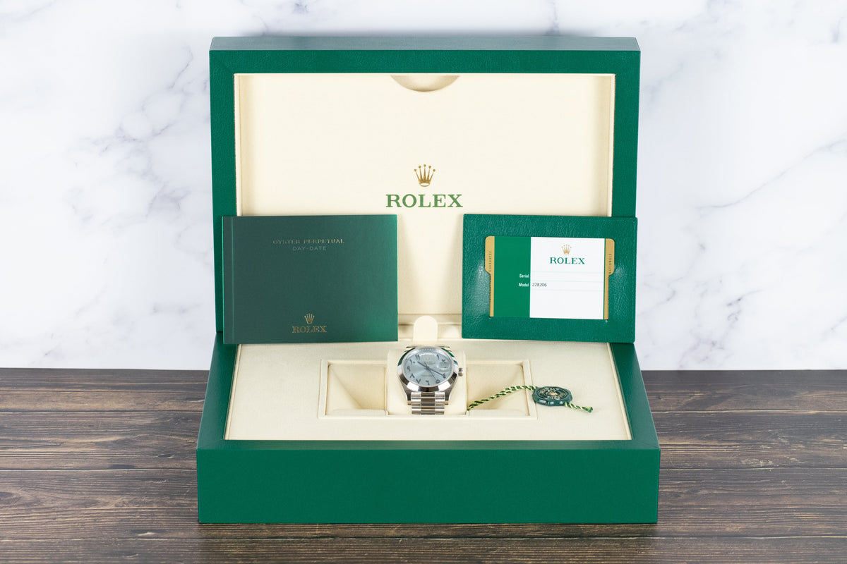 Rolex<br>228206 DayDate 40 Ice Blue Hindi Arabic Dial