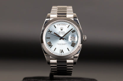 Rolex 228206 DayDate 40 Ice Blue Roman Numeral Dial