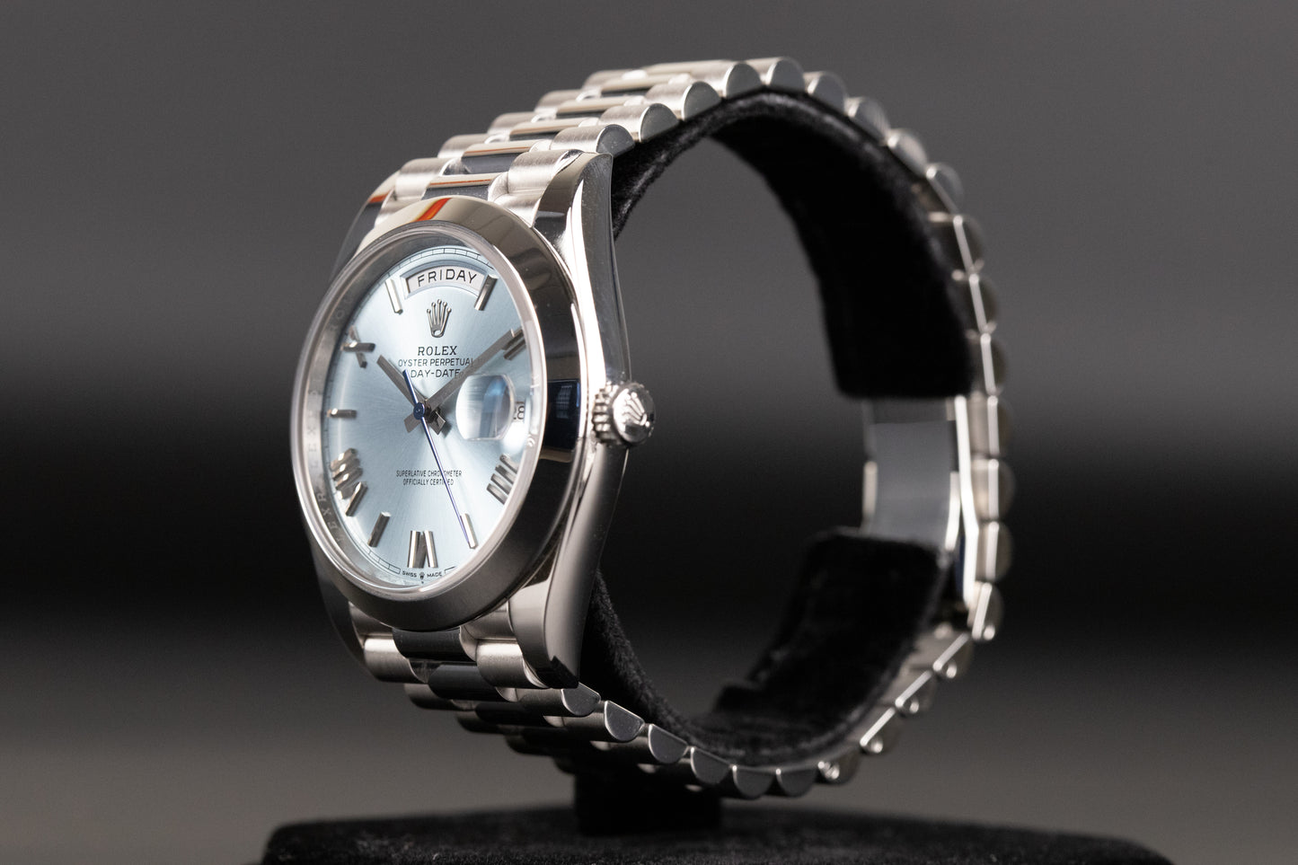 Rolex 228206 DayDate 40 Ice Blue Roman Numeral Dial