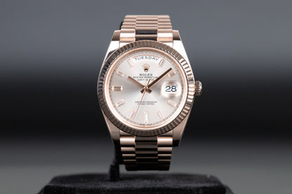 Rolex 228235 DayDate 40 Sundust Baguette Diamond Dial