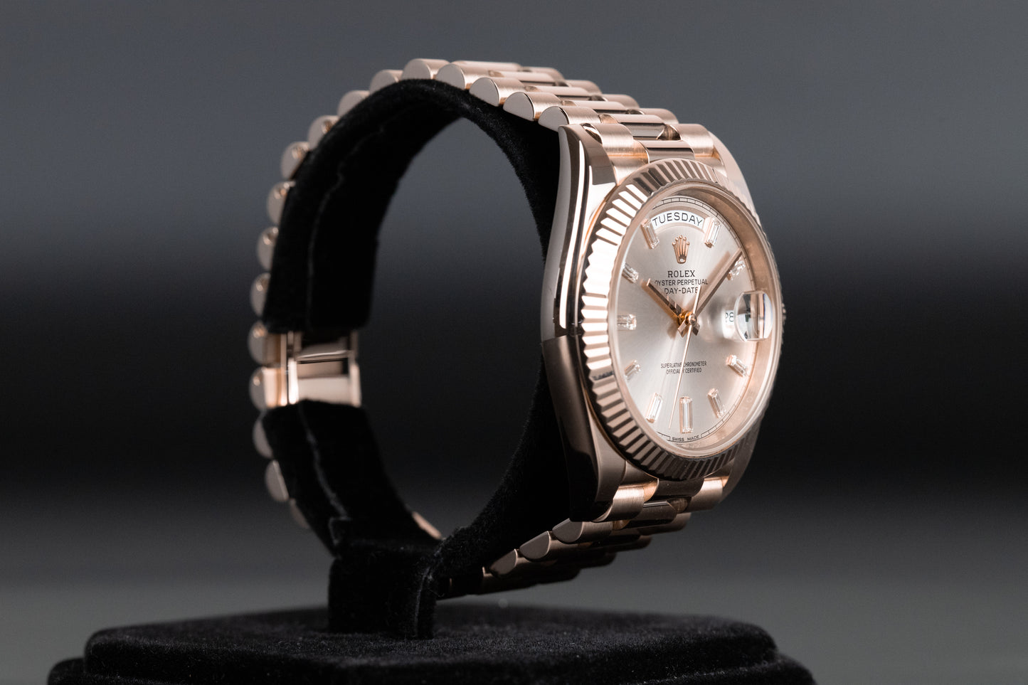 Rolex 228235 DayDate 40 Sundust Baguette Diamond Dial