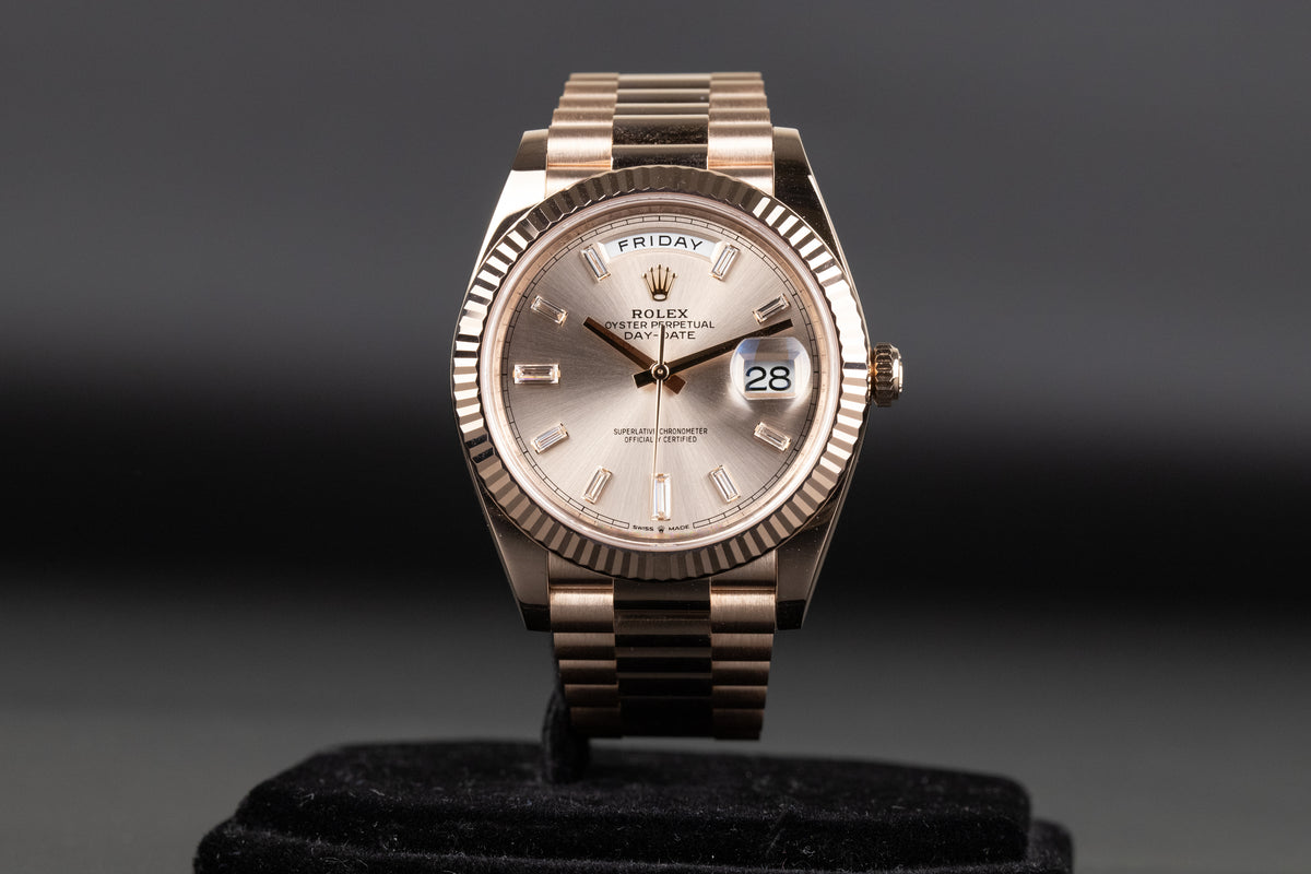 Rolex<br>228235 DayDate 40 Sundust Baguette Diamond Dial