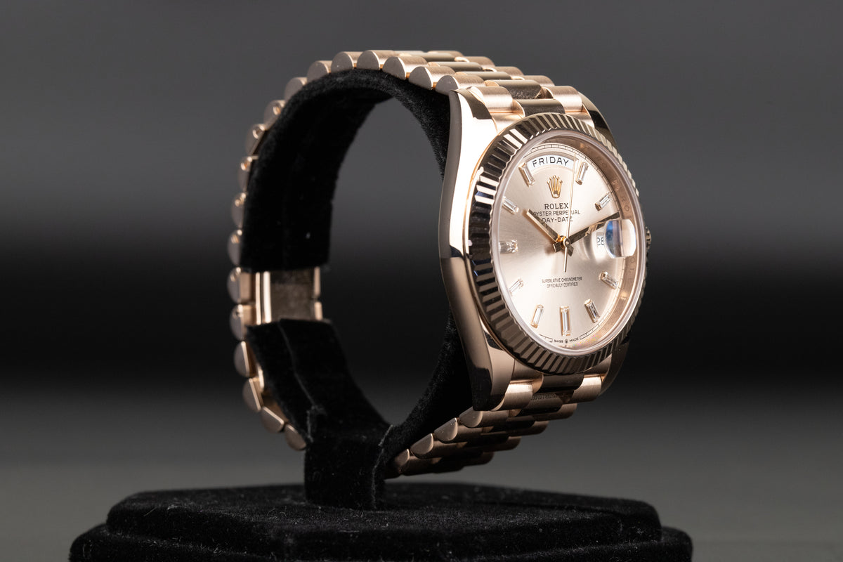 Rolex<br>228235 DayDate 40 Sundust Baguette Diamond Dial