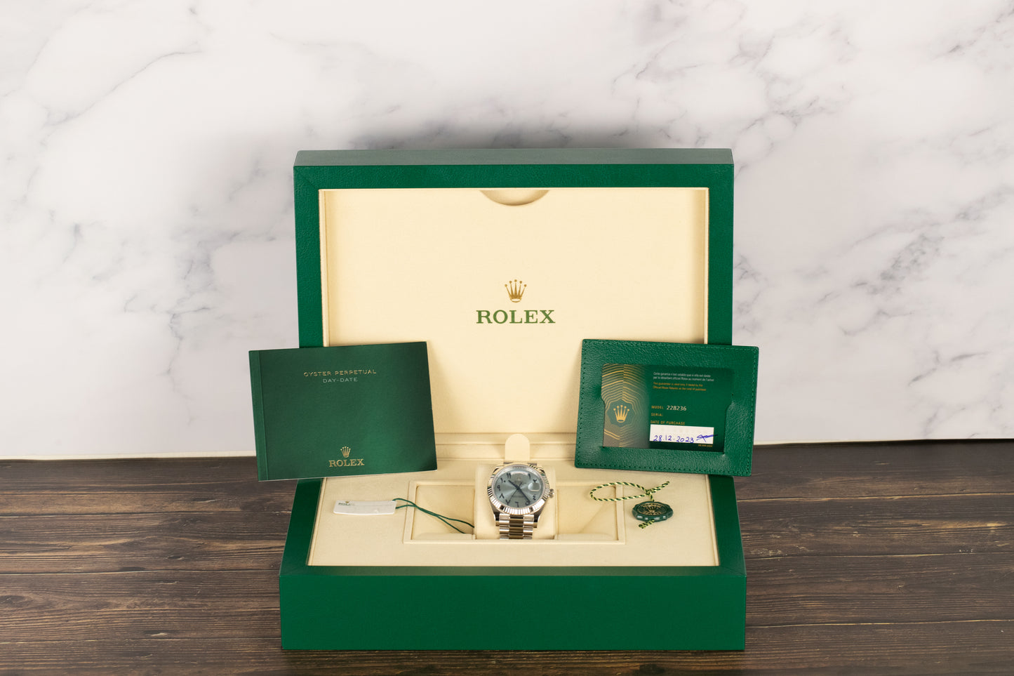 Rolex 228236 DayDate 40 Ice Blue Hindi Arabic Dial