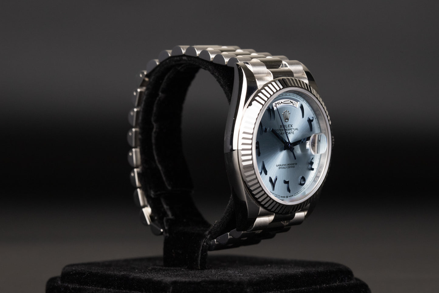 Rolex 228236 DayDate 40 Ice Blue Hindi Arabic Dial