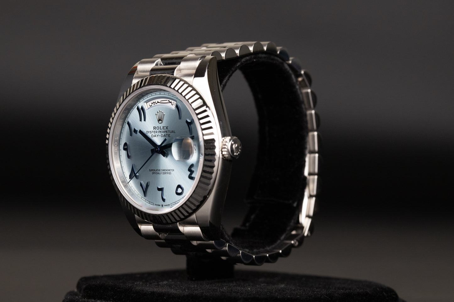 Rolex 228236 DayDate 40 Ice Blue Hindi Arabic Dial