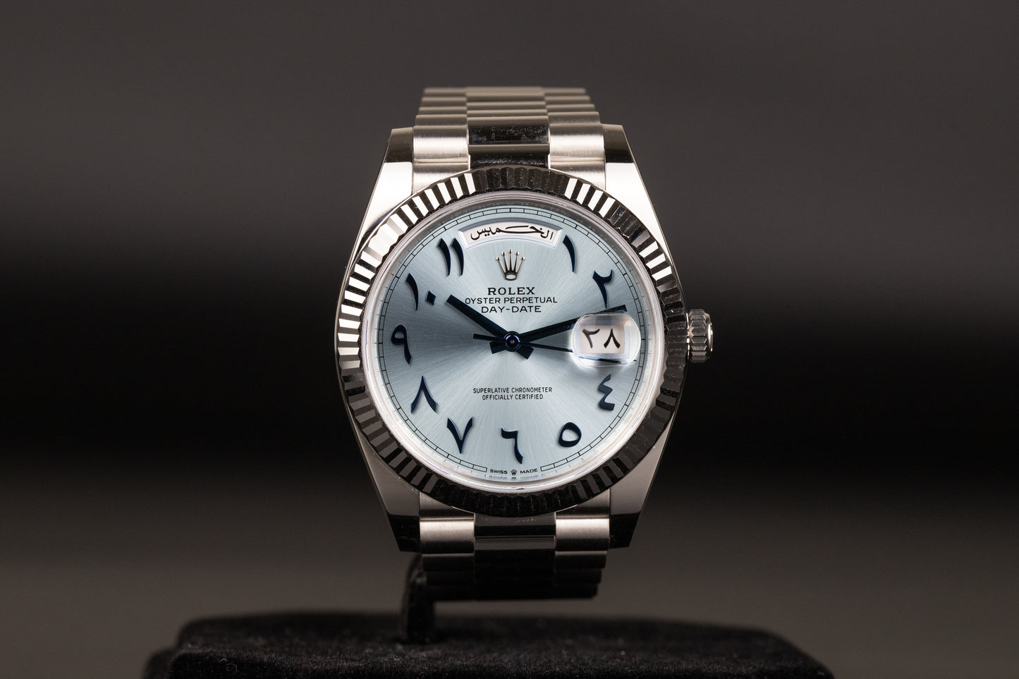 Rolex 228236 DayDate 40 Ice Blue Hindi Arabic Dial