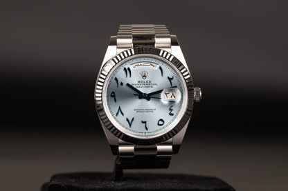 Rolex 228236 DayDate 40 Ice Blue Hindi Arabic Dial