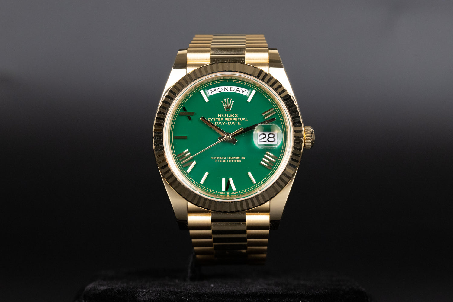 Rolex 228238 DayDate 40 Green Roman Numeral Dial