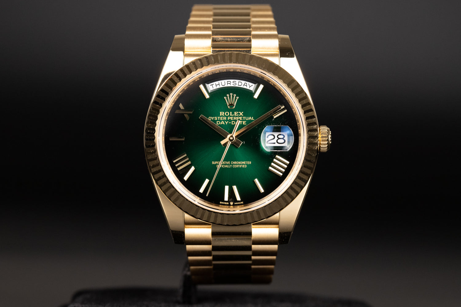 Rolex 228238 DayDate 40 Green Ombre Roman Numeral Dial