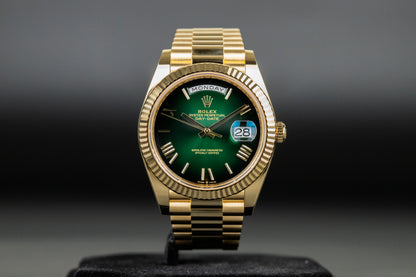 Rolex 228238 DayDate 40 Green Hombre Roman Numeral Dial
