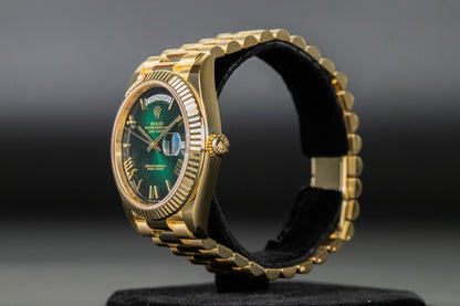 Rolex 228238 DayDate 40 Green Hombre Roman Numeral Dial