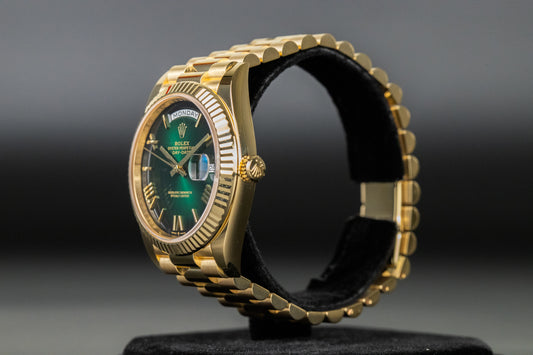 Rolex 228238 DayDate 40 Green Hombre Roman Numeral Dial