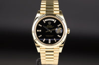 Rolex<br>228238 DayDate 40 Baguette Diamond Black Onyx Dial