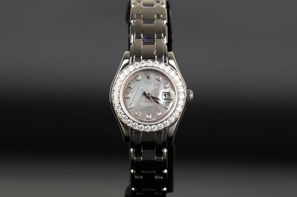Rolex 69299 Datejust Pearlmaster 29 White Gold Black Mother of Pearl Serti Dial