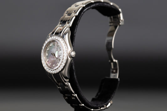 Rolex 69299 Datejust Pearlmaster 29 White Gold Black Mother of Pearl Serti Dial