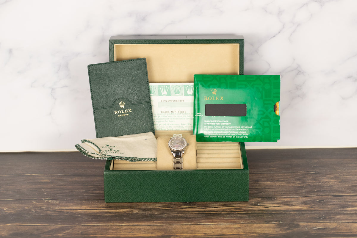 Rolex<br>69299 Datejust Pearlmaster 29 White Gold Black Mother of Pearl Serti Dial