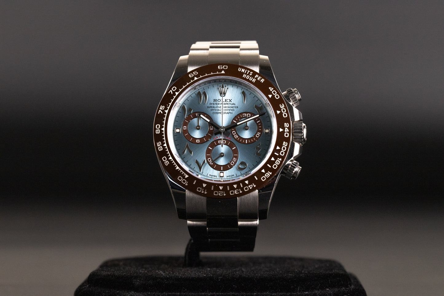 Rolex 116506 Daytona Platinum Ceramic Ice Blue Hindi Arabic Dial
