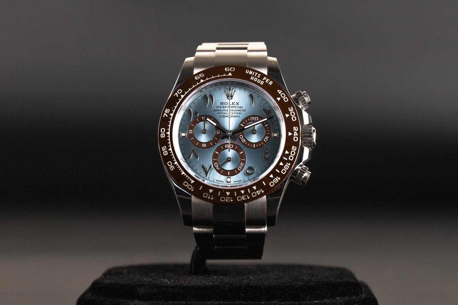 Rolex 116506 Daytona Platinum Ceramic Ice Blue Hindi Arabic Dial