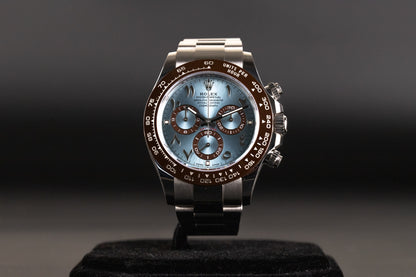 Rolex 116506 Daytona Platinum Ceramic Ice Blue Hindi Arabic Dial