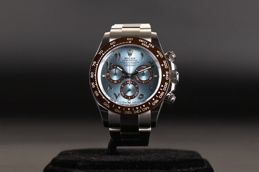 Rolex 116506 Daytona Platinum Ceramic Ice Blue Hindi Arabic Dial