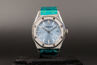 Audemars Piguet<br>15551ST Royal Oak "50th Anniversary" Ice Blue Dial Diamond Bezel