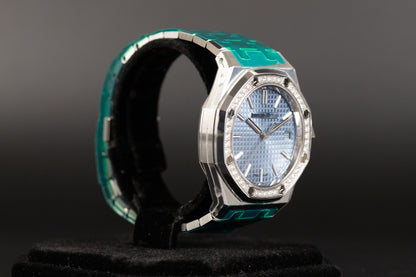 Audemars Piguet 15551ST Royal Oak "50th Anniversary" Ice Blue Dial Diamond Bezel