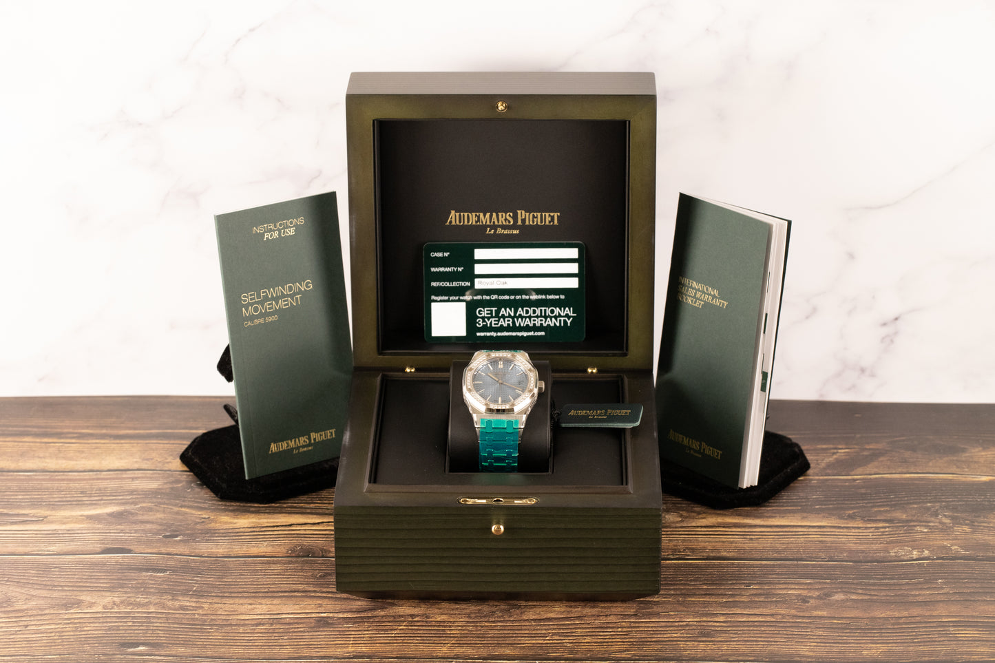 Audemars Piguet 15551ST Royal Oak "50th Anniversary" Ice Blue Dial Diamond Bezel