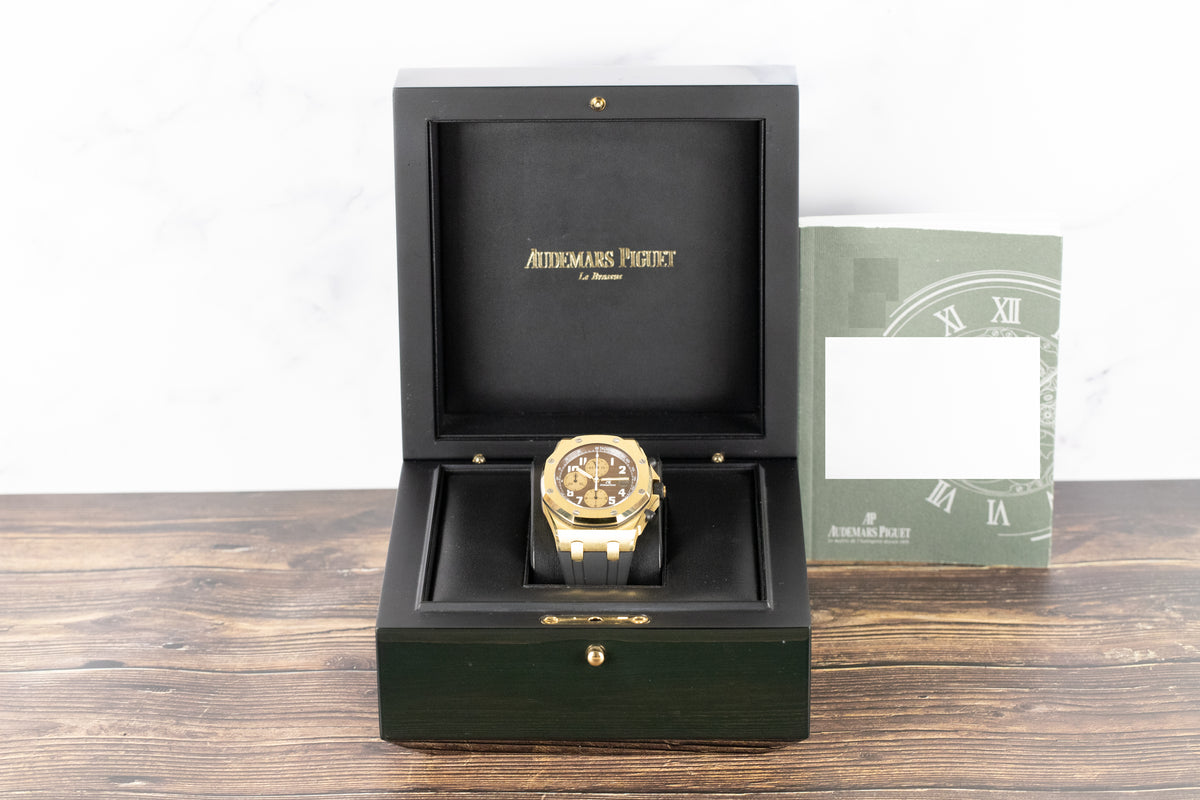 Audemars Piguet<br>26007BA Royal Oak Offshore 42mm Arnold Schwarzenegger Yellow Gold Brown Dial