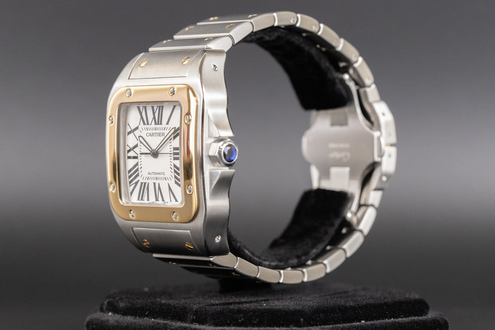 Cartier<br>W200728G Santos 100 XL 18k/Stainless Steel White Dial