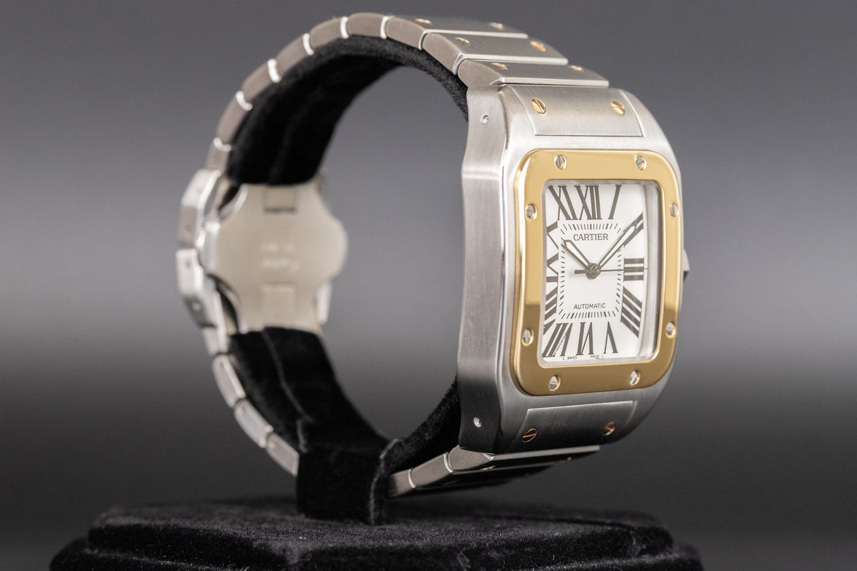 Cartier<br>W200728G Santos 100 XL 18k/Stainless Steel White Dial