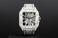 Cartier<br>WHSA0015 Santos De Cartier Skeleton Dial Custom Diamond VVS Colorless