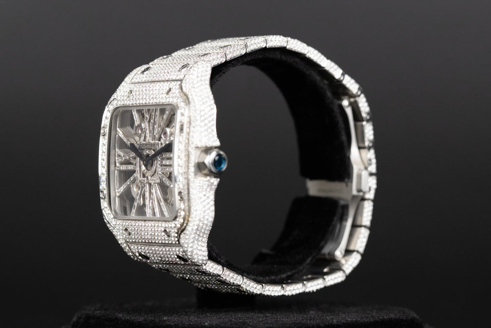 Cartier<br>WHSA0015 Santos De Cartier Skeleton Dial Custom Diamond