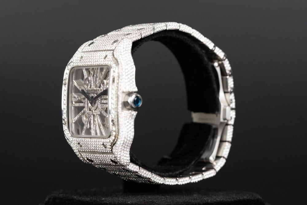 Cartier<br>WHSA0015 Santos De Cartier Skeleton Dial Custom Diamond VVS Colorless