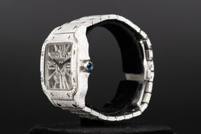 Cartier WHSA0015 Santos De Cartier Skeleton Dial Custom Diamond VVS Colorless