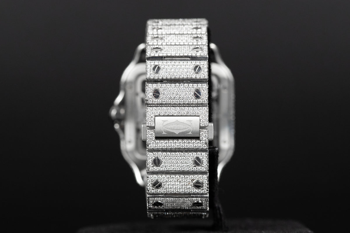 Cartier<br>WHSA0015 Santos De Cartier Skeleton Dial Custom Diamond VVS Colorless