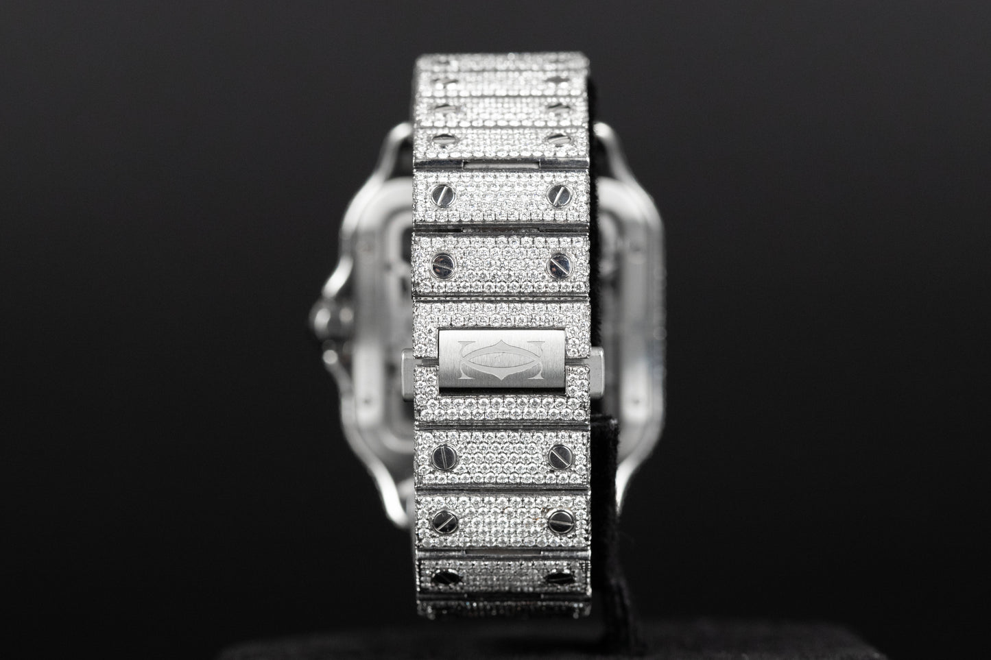 Cartier WHSA0015 Santos De Cartier Skeleton Dial Custom Diamond VVS Colorless