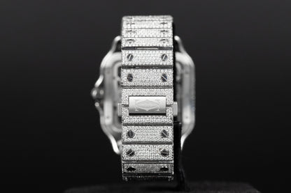Cartier WHSA0015 Santos De Cartier Skeleton Dial Custom Diamond VVS Colorless