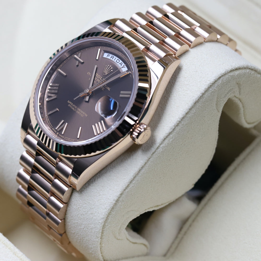 Rolex<br>228235 DayDate 40 Chocolate Roman Numeral Dial