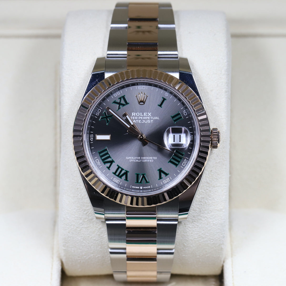 Rolex<br>126331 Datejust 41 SS/RG Slate Green Roman Numeral 'Wimbledon' Dial