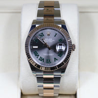 Rolex<br>126331 Datejust 41 SS/RG Slate Green Roman Numeral 'Wimbledon' Dial