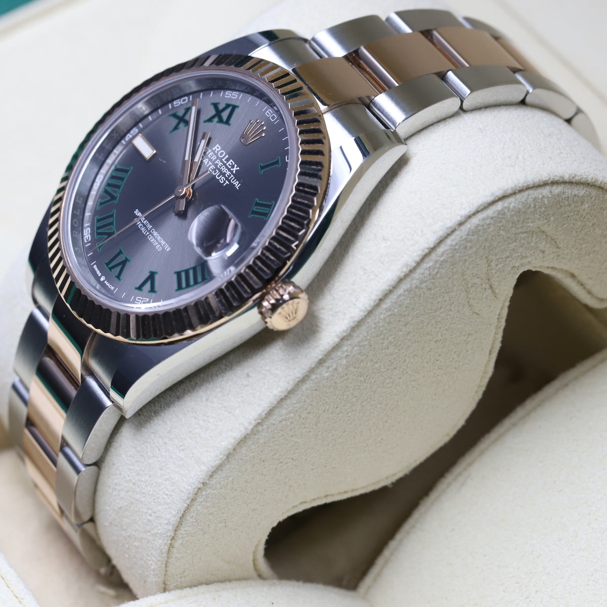 Rolex<br>126331 Datejust 41 SS/RG Slate Green Roman Numeral 'Wimbledon' Dial