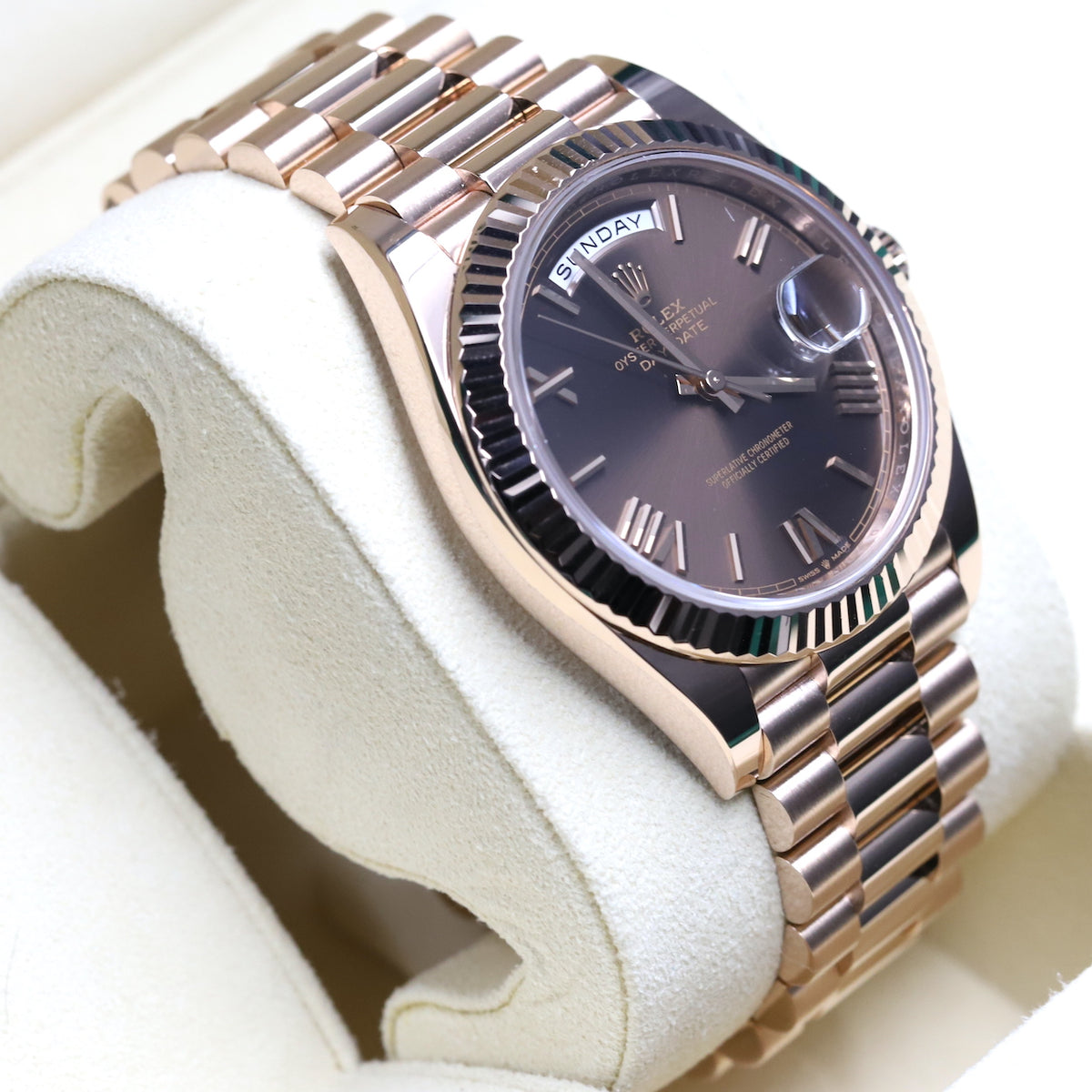 Rolex<br>228235 DayDate 40 Chocolate Roman Numeral Dial