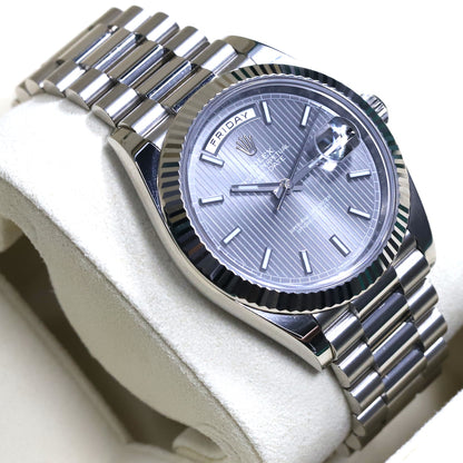 Rolex<br>228239 DayDate 40 Dark Rhodium Stripe Motif Dial