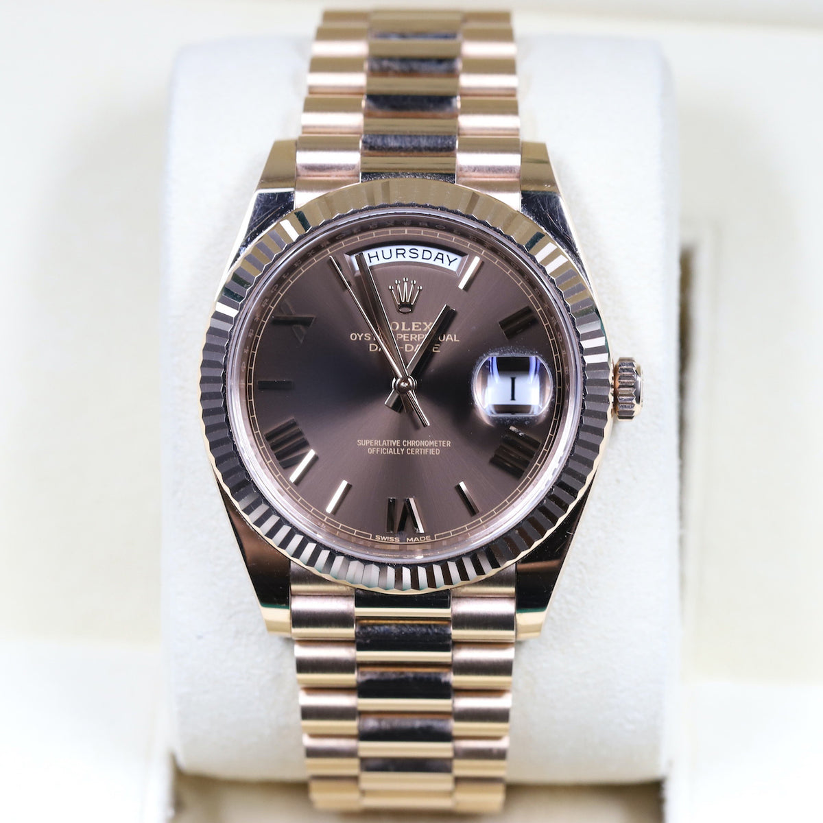 Rolex<br>228235 DayDate 40 Chocolate Roman Numeral Dial