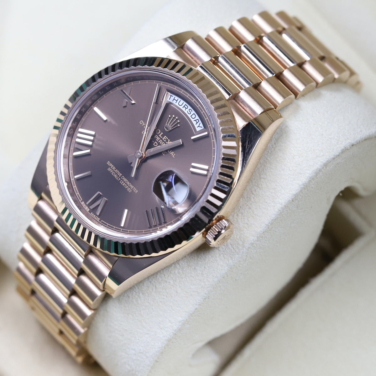 Rolex<br>228235 DayDate 40 Chocolate Roman Numeral Dial