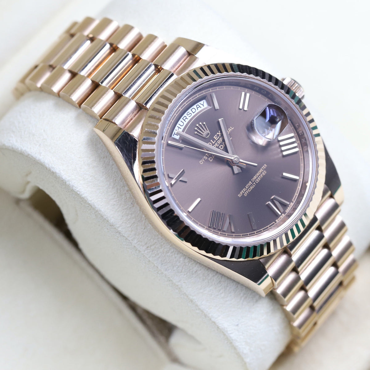 Rolex<br>228235 DayDate 40 Chocolate Roman Numeral Dial