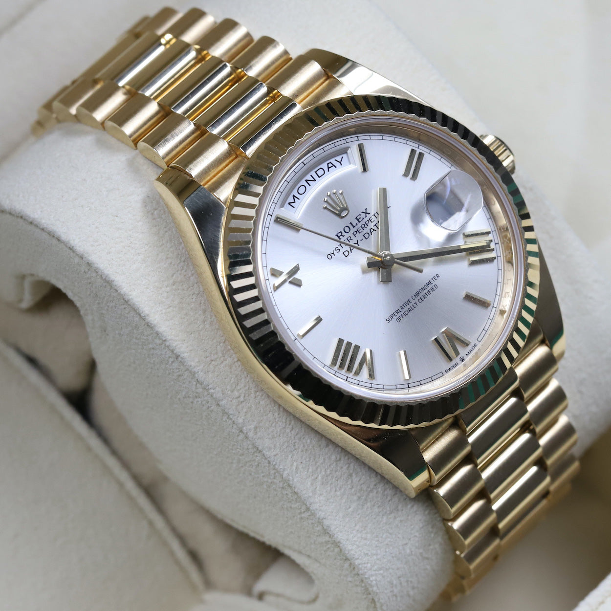 Rolex<br>228238 DayDate 40 Silver Roman Numeral Dial