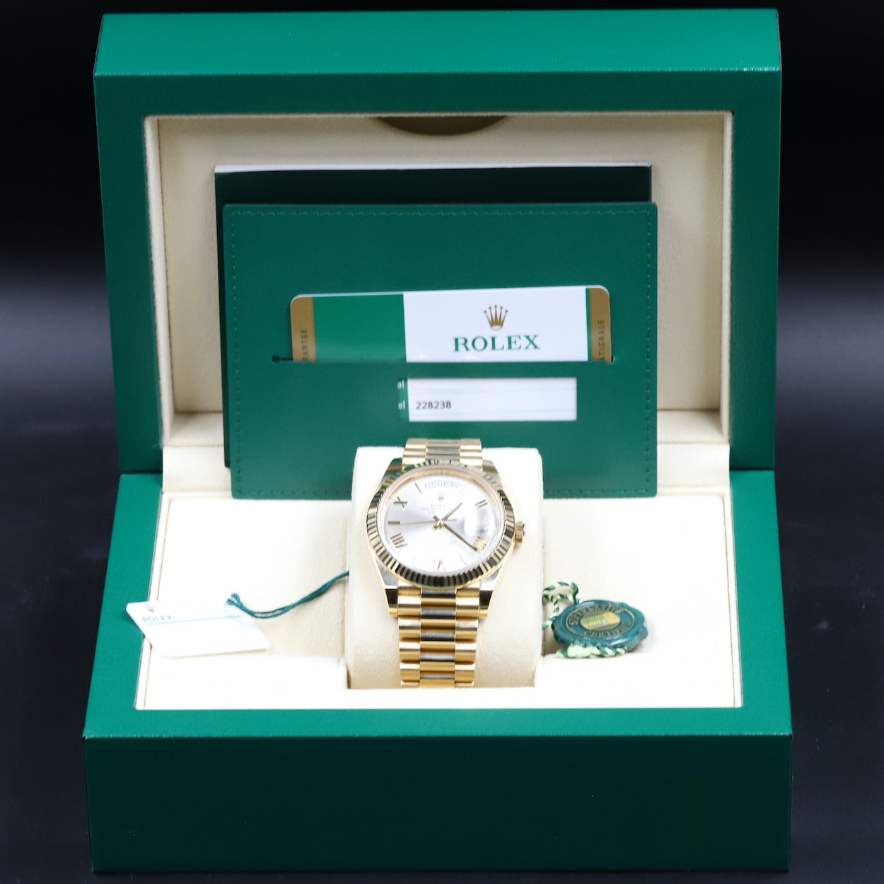 Rolex<br>228238 DayDate 40 Silver Roman Numeral Dial