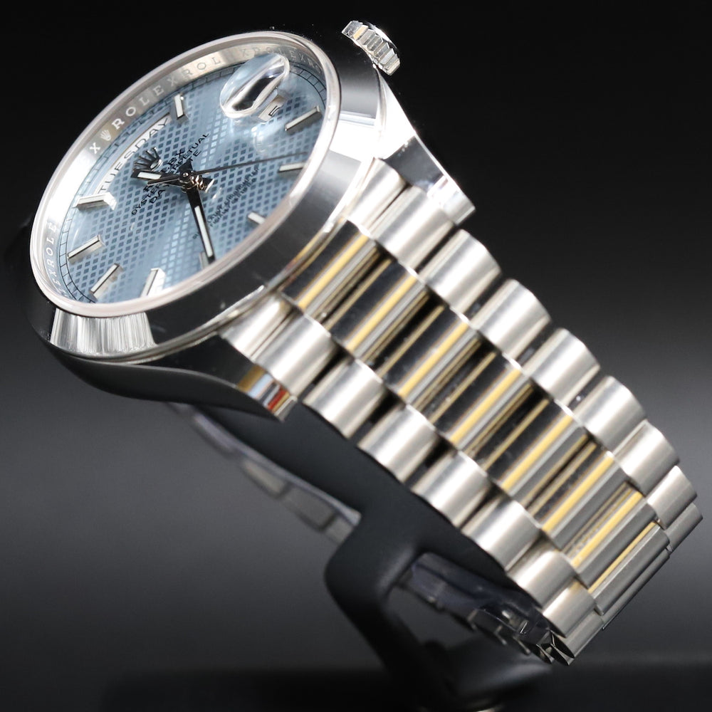 Rolex<br>228206 DayDate 40 Ice Blue Diagonal Motif Dial